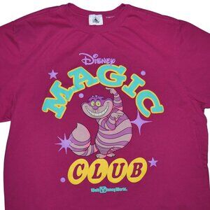 Disney Adult Size XL T-Shirt Pink Cheshire Cat Alice In Wonderland Magic Club